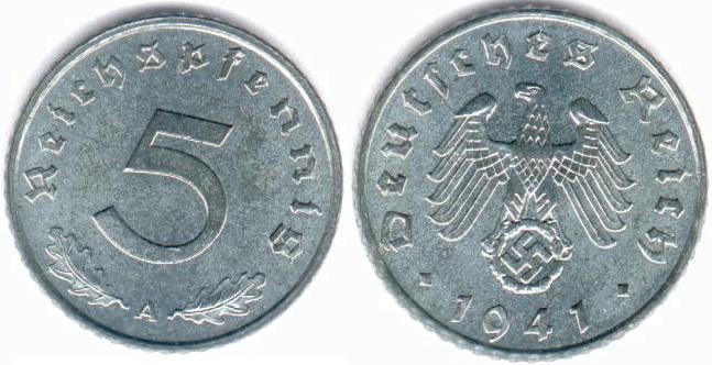 Moeda nazista da segunda guerra mundial - 5 Reichsmark de 1941