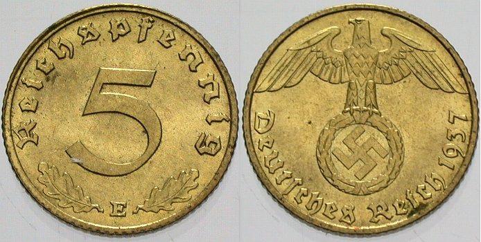 Moeda da Alemanha Nazista - 5 Reichspfennig de 1937