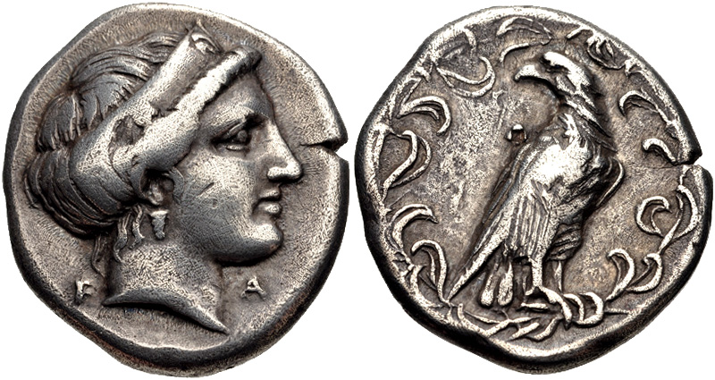 Hera, deusa grega da fertilidade, retratada numa moeda da Grécia Antiga.