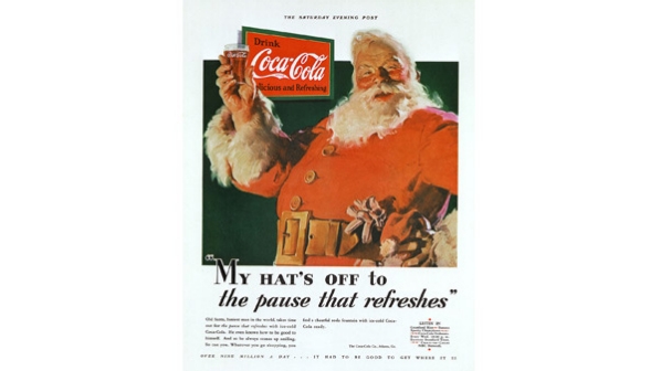 Propaganda antiga da Coca-Cola que moldou a forma como o papai Noel é visto nos dias de hoje.