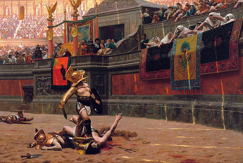 Pintura de 1872, que retrata o destino do gladiador derrotado sendo decidido pelo povo romano!