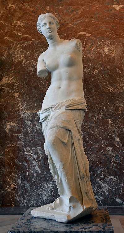 Escultura Vênus de Milo, uma das obras da antiguidade mais conhecidas no mundo moderno sobre a deusa do amor.