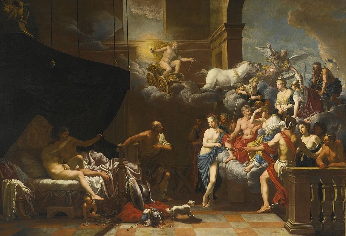 Pintura que mostra o momento em que Hefesto, surpreende sua esposa Afrodite com seu amante Ares.