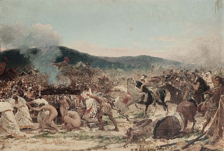 Pintura que retrata a Batalha de Hímera, na qual siracusa venceu Cartago.