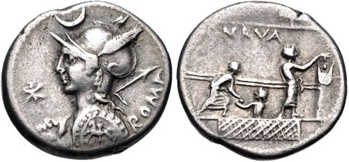 Denário de prata da República romana.