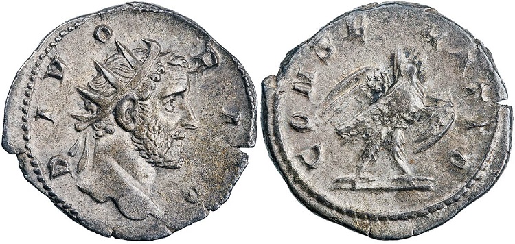 Moeda cunhada pelo imperador Décio em homenagem a Antonino Pio.