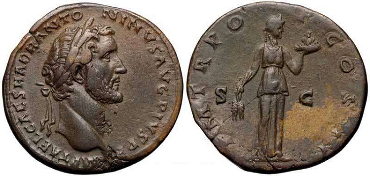 Sestércio romano do imperador Antonino.