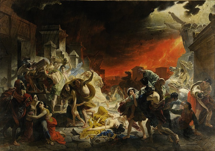 Pintura do século 19 sobre o último dia de Pompeia.