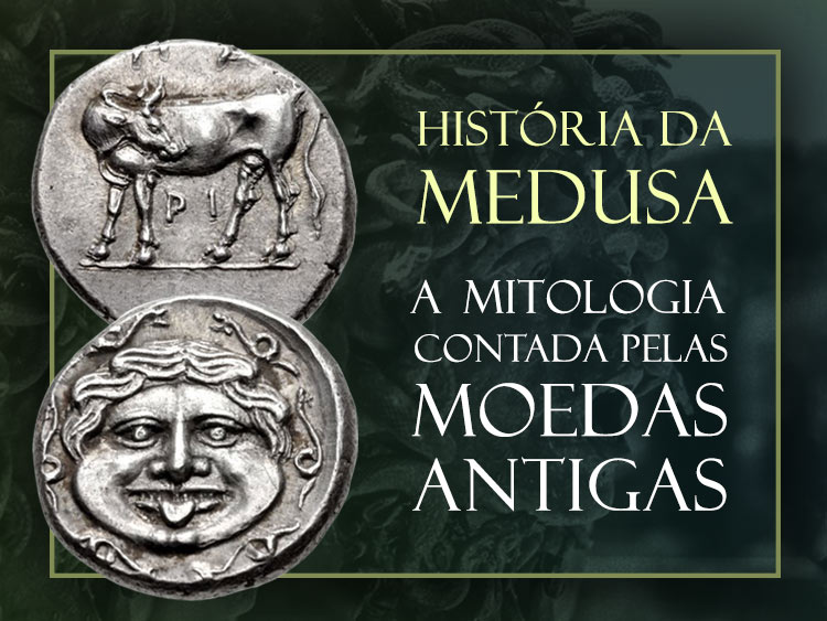 Conheça as moedas antigas que retratam a lenda da Medusa.