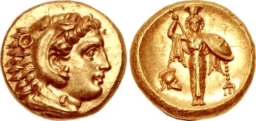 Raro estáter de ouro de Alexandre, o Grande, cunhado em sua campanha de conquista da Pérsia.