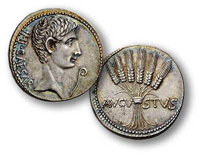 Moeda rara cunhada pelo imperador Augusto no Reino Pérgamo.