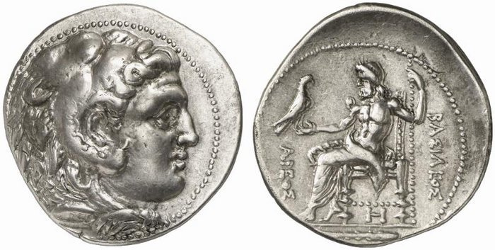 Tetradrcma cunhado por rei espartano inspirado pelo tedracma de Alexandre, o Grande.