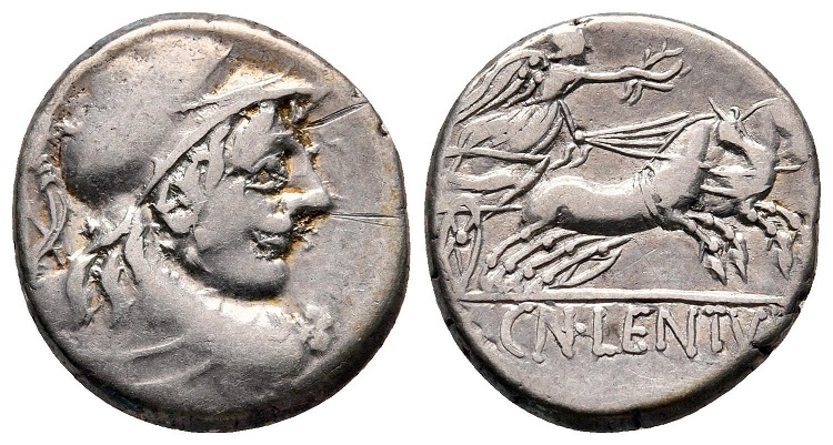 Denário do cônsul romano Clodiano datado da época da República Romana.