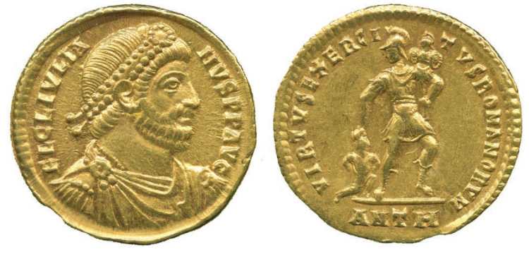 Sólido romano do imperador Juliano, o apóstata.