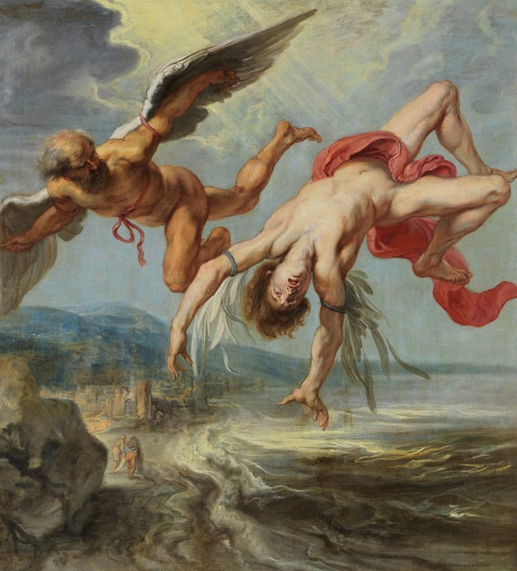 Pintura que retrata o mito de Dédalo e Ícaro.