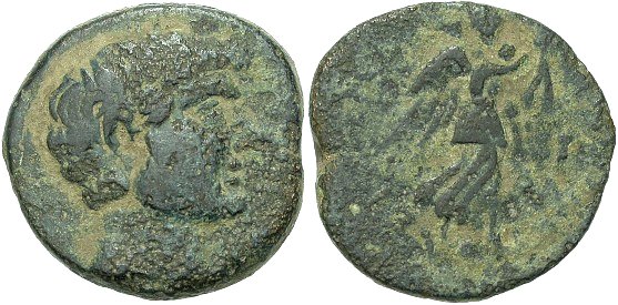Moeda de bronze rara de Pompeu.