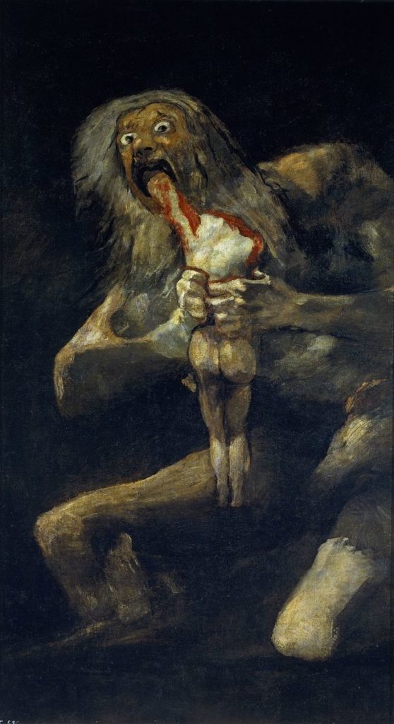 Pintura que mostra o deus Cronos devorando um filho.