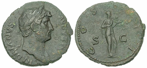 Moeda de cobre do imperador Adriano.