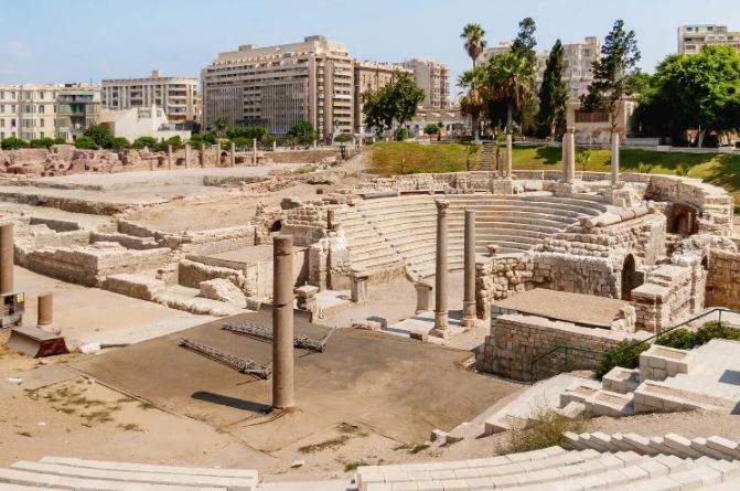 Ruínas do anfiteatro de Alexandria.