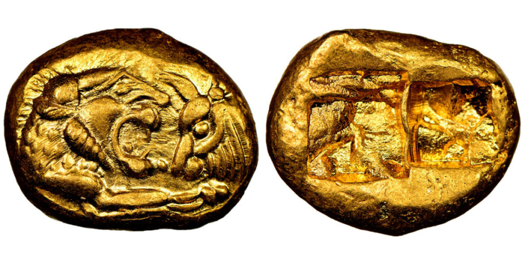 Primeira moeda de ouro puro da História.