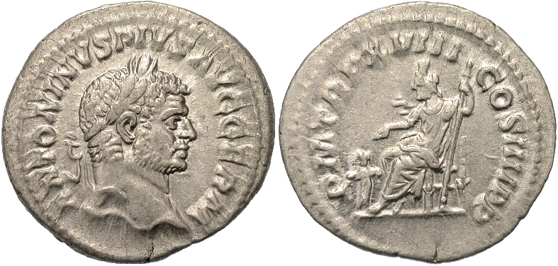O deus Plutão retratado em moeda de prata romana.