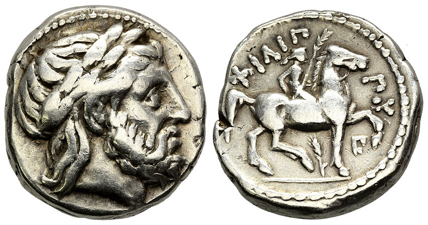 Tetradracma dos reis macedônios que sucederam Alexandre, no padrão de Filipe II.