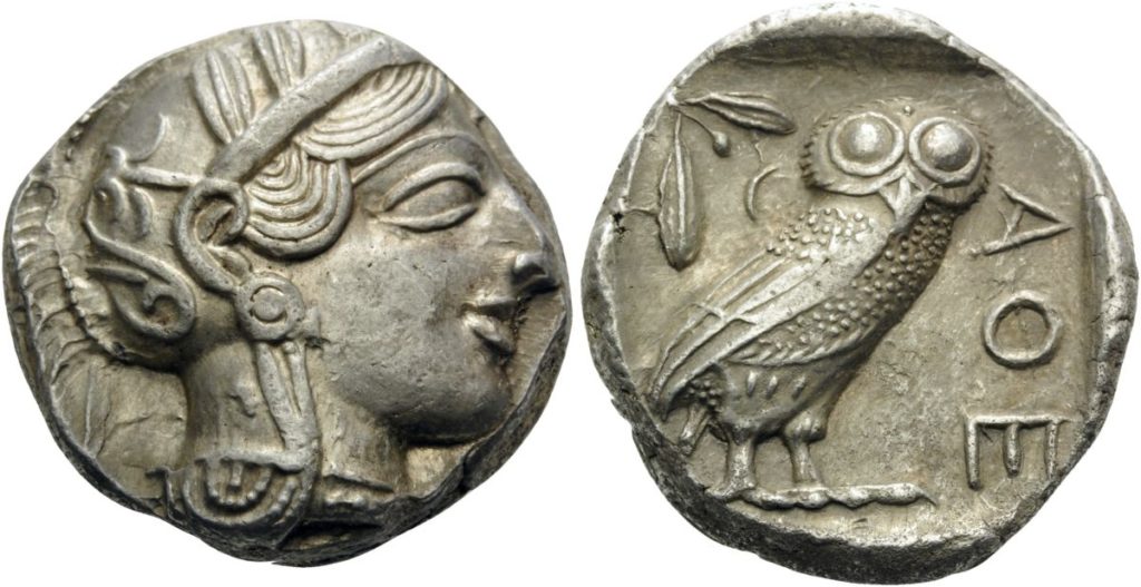 O tetradracma de Atenas é uma das moedas de prata mais conhecidas pelos colecionadores.